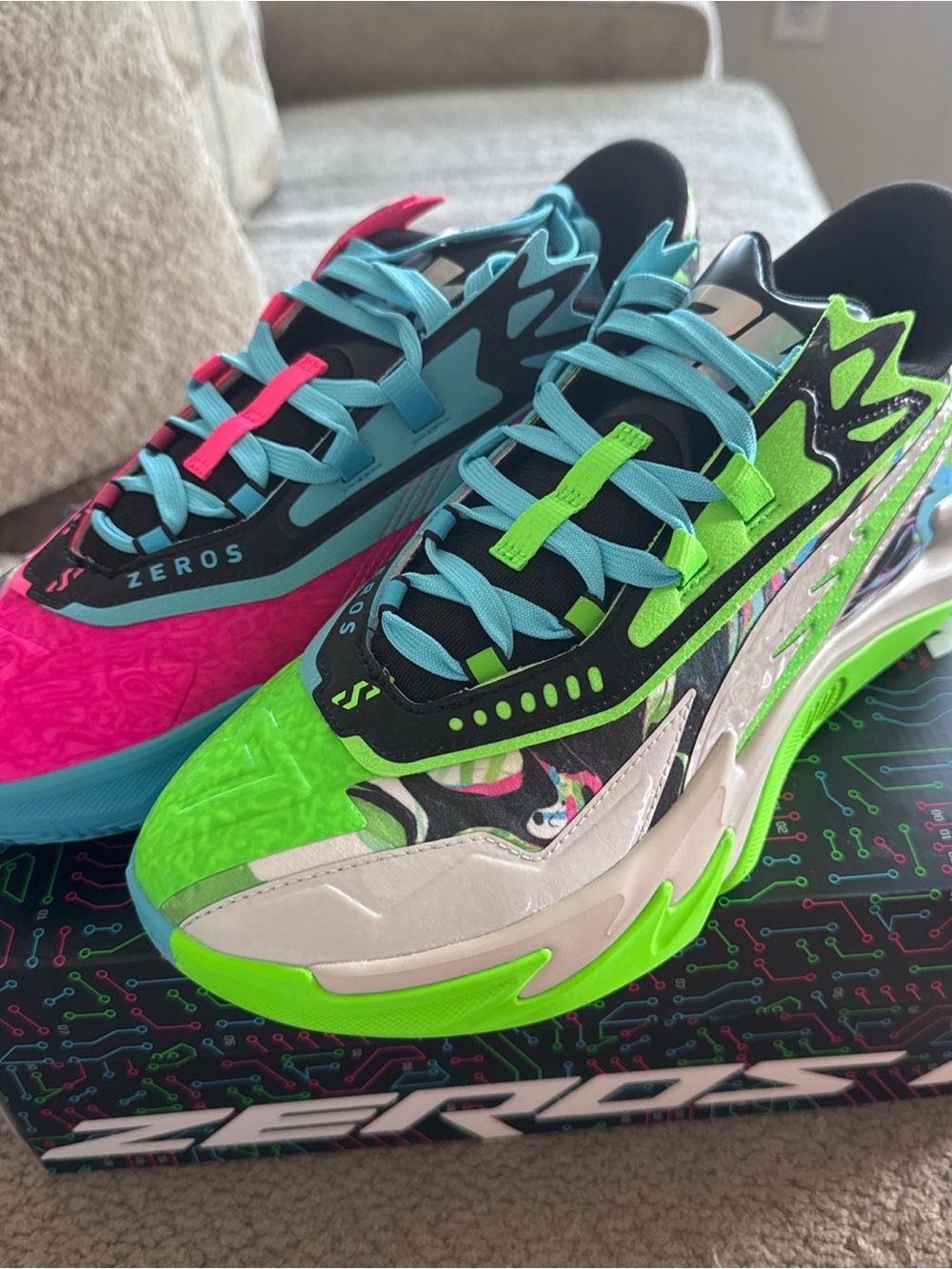 Puma Men's Athletic Sneakers — Neon Green, Hot Pink & Aqua